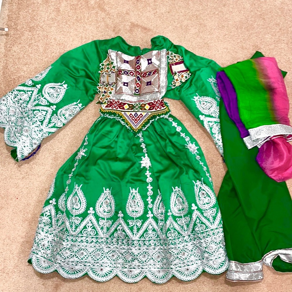 Green Custom Afghan Eid Dress